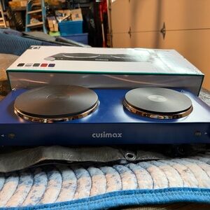 Cusimax Blue Double Electric Hot Plate - Portable Cookware